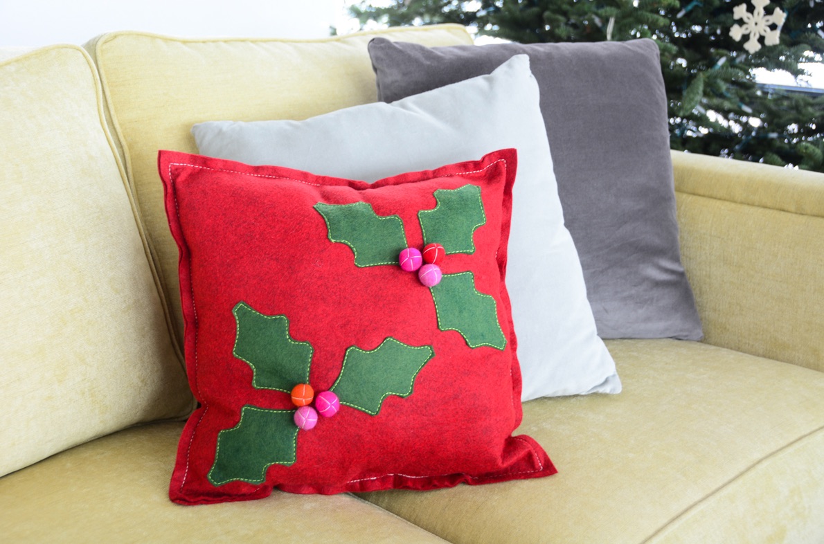Holly Berry Pillow by Anneliese from WeAllSew
